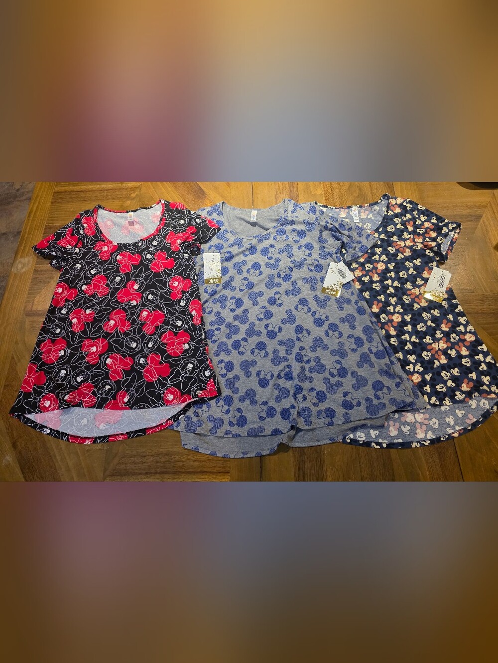 Lularoe Perfect T Classic T Disney Mickey Minnie Mouse Pattern Sz Small Set 3